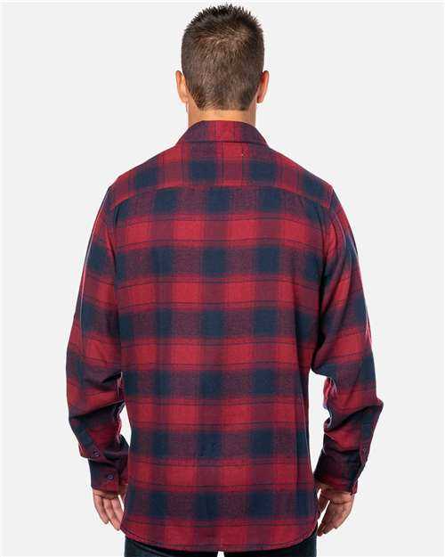 Burnside 8210 Yarn-Dyed Long Sleeve Flannel Shirt - Crimson Navy - HIT a Double