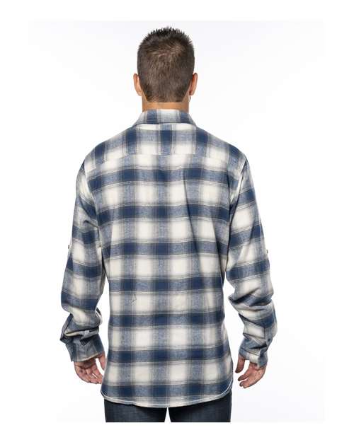 Burnside 8210 Yarn-Dyed Long Sleeve Flannel Shirt - Ecru Blue - HIT a Double