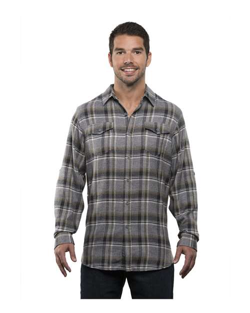 Burnside 8210 Yarn-Dyed Long Sleeve Flannel Shirt - Grey Olive - HIT a Double