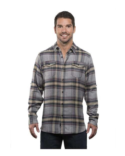 Burnside 8210 Yarn-Dyed Long Sleeve Flannel Shirt - Light Grey - HIT a Double