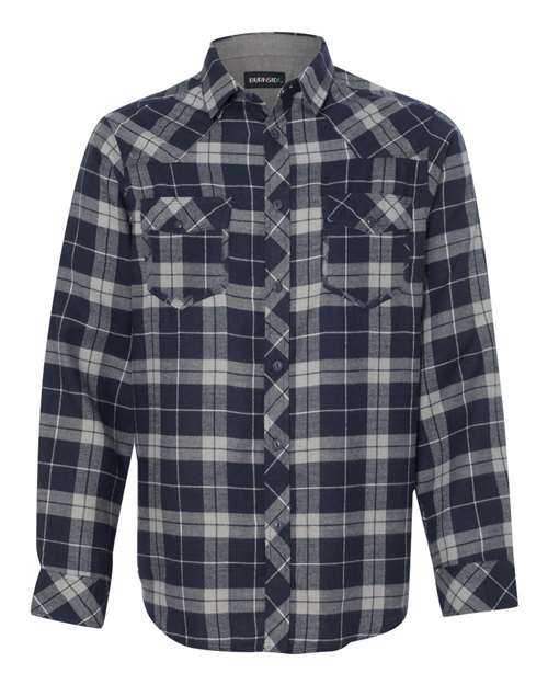Burnside 8210 Yarn-Dyed Long Sleeve Flannel Shirt - Navy Grey - HIT a Double
