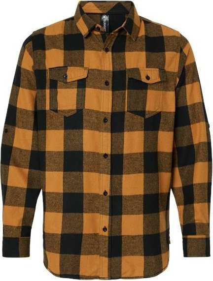 Burnside 8210 Yarn-Dyed Long Sleeve Flannel Shirt - Tobacco Black Buffalo" - "HIT a Double