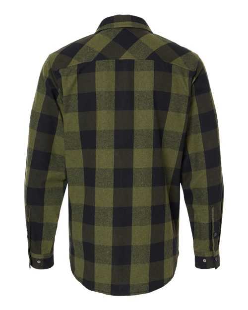 Burnside 8219 Snap Front Long Sleeve Plaid Flannel Shirt - Army Black - HIT a Double