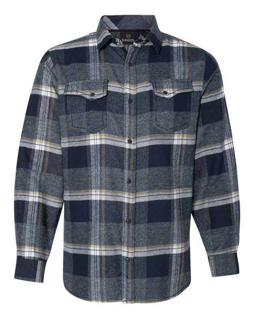 Burnside 8219 Snap Front Long Sleeve Plaid Flannel Shirt - Indigo - HIT a Double