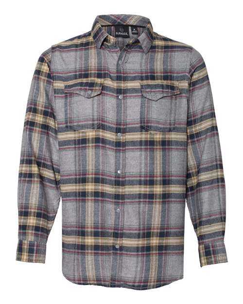 Burnside 8219 Snap Front Long Sleeve Plaid Flannel Shirt - Light Grey - HIT a Double