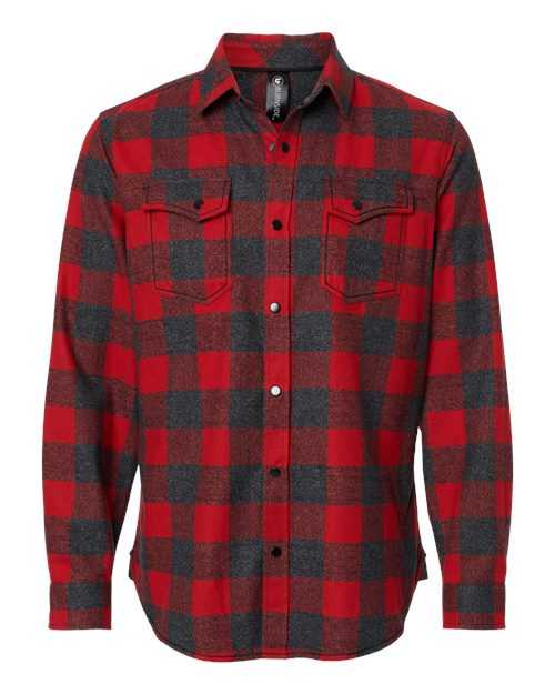 Burnside 8219 Snap Front Long Sleeve Plaid Flannel Shirt - Red Heather Black - HIT a Double
