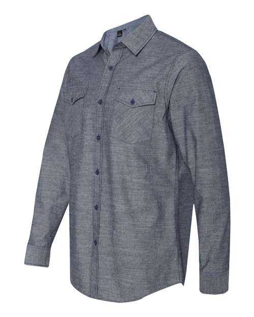 Burnside 8255 Chambray Long Sleeve Shirt - Dark Denim - HIT a Double