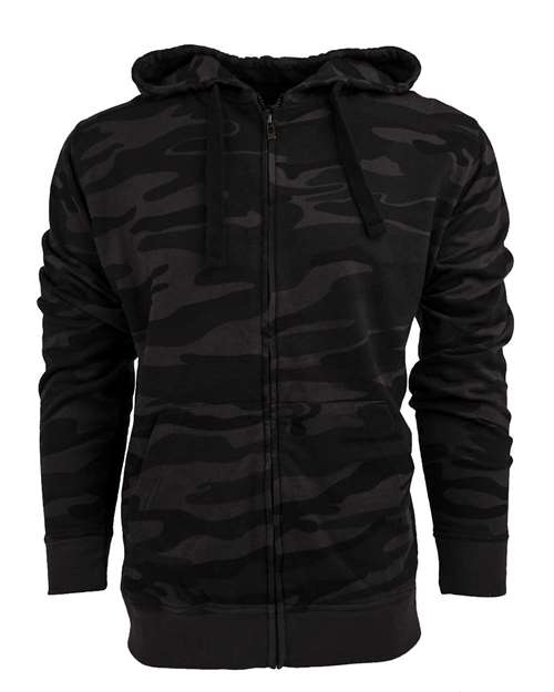 Burnside 8615 Camo Full-Zip Hooded Sweatshirt - Black Camo Black - HIT a Double