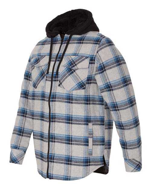 Burnside 8620 Quilted Flannel Full-Zip Hooded Jacket - Grey Blue - HIT a Double