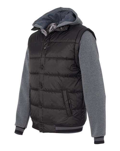 Burnside 8701 Nylon Vest with Fleece Sleeves - Black Charcoal - HIT a Double