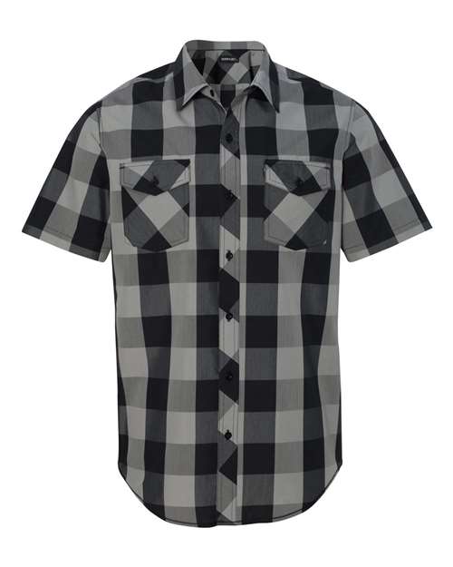 Burnside 9203 Buffalo Plaid Short Sleeve Shirt - Black Grey - HIT a Double