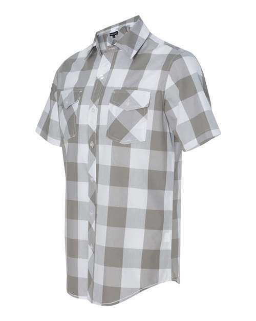 Burnside 9203 Buffalo Plaid Short Sleeve Shirt - Grey White - HIT a Double