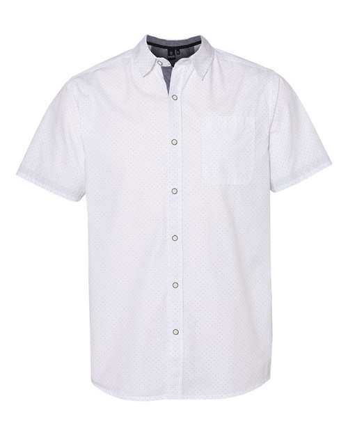Burnside 9290 Peached Printed Poplin Short Sleeve Shirt - White Black Dot - HIT a Double