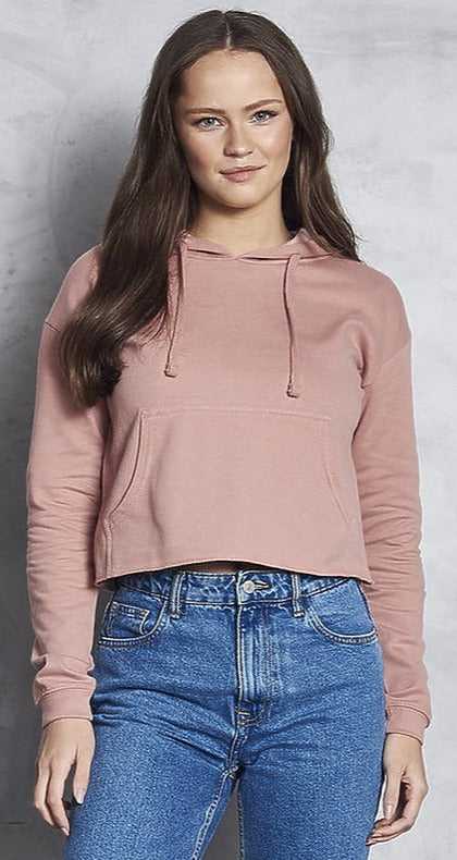 Just Hoods JHA035 Girlie Cropped Hoodie - Dusty Pink - HIT a Double