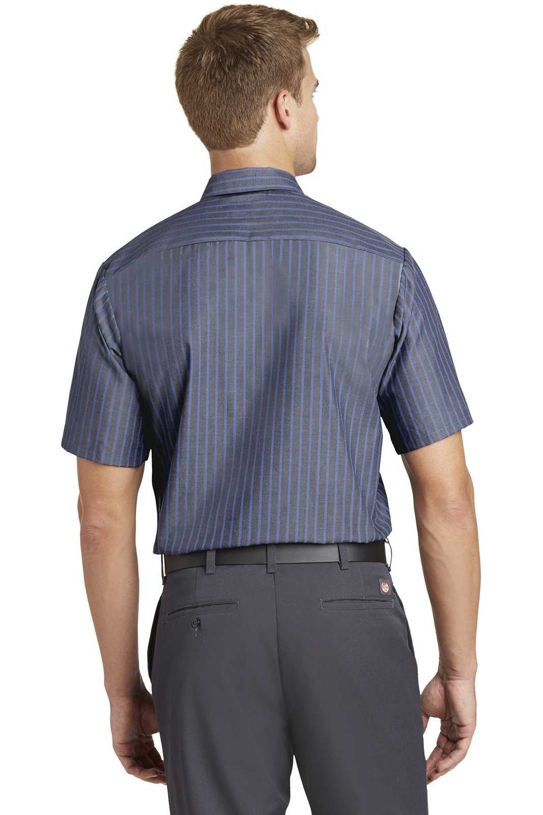 Red Kap CS20LONG Red Kap Long Size, Short Sleeve Striped Industrial Work Shirt - Gray/ Blue - HIT a Double - 2