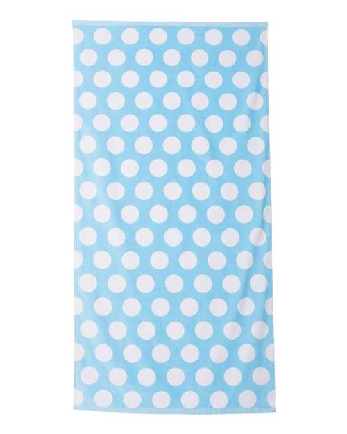Carmel Towel Company C3060P Polka Dot Velour Beach Towel - Light Blue - HIT a Double