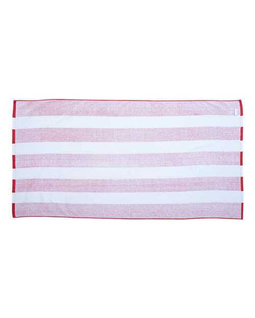 Carmel Towel Company C3060S Cabana Stripe Velour Beach Towel - Red - HIT a Double