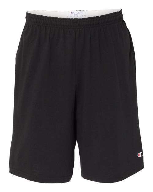 Champion 8180 Cotton Jersey 9&quot; Shorts with Pockets - Black - HIT a Double
