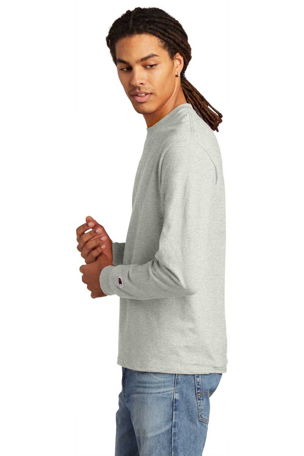 Champion CC8C Heritage 5.2 oz Jersey Long Sleeve Tee - Oxford Gray - HIT a Double