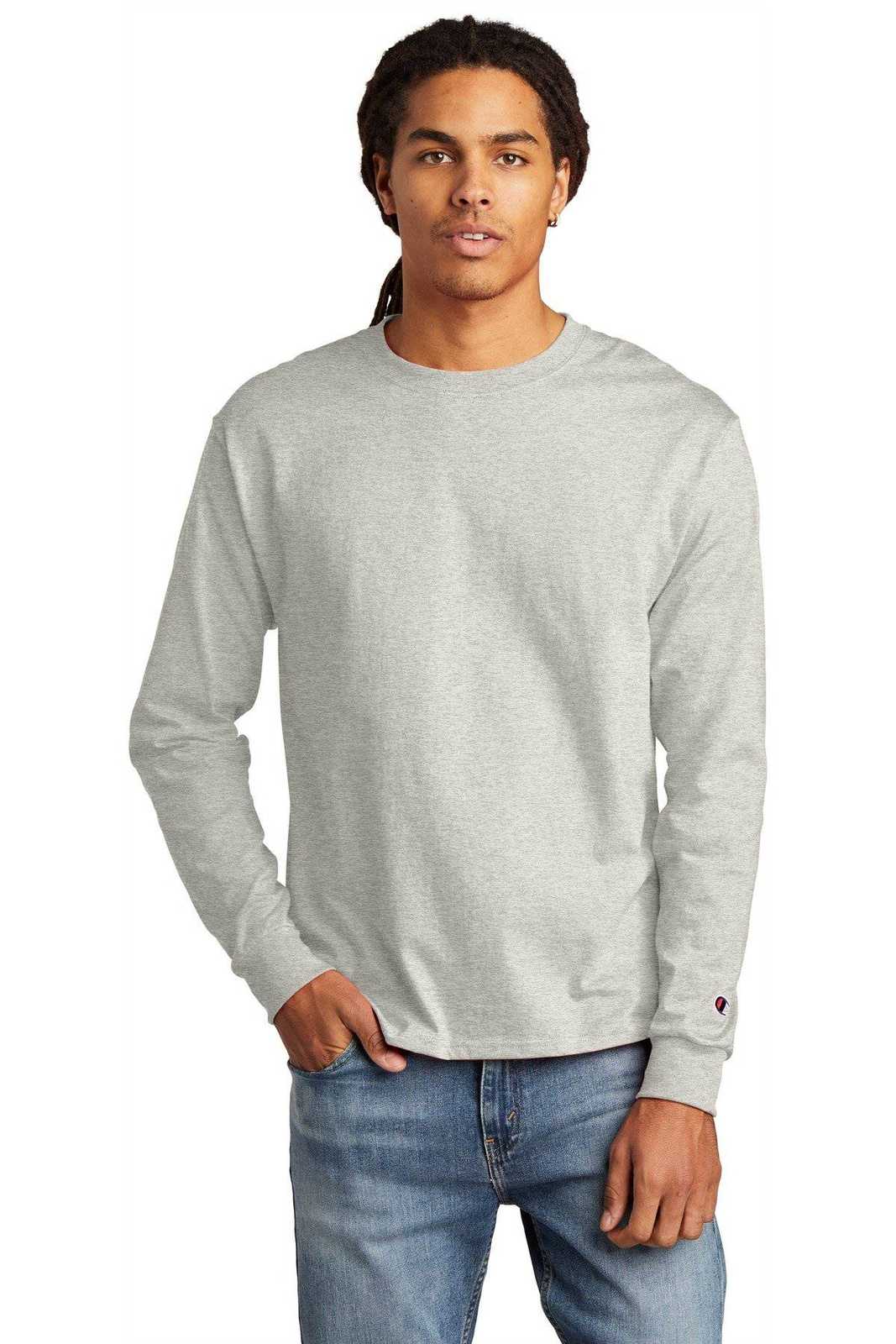 Champion CC8C Heritage 5.2-oz Long Sleeve T-Shirt - Oxford Gray - HIT a Double - 1