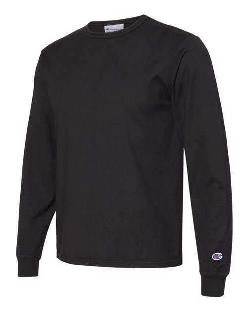 Champion CD200 Garment Dyed Long Sleeve T-Shirt - Black - HIT a Double