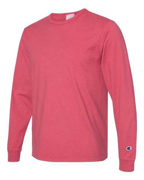 Champion CD200 Garment Dyed Long Sleeve T-Shirt - Crimson - HIT a Double