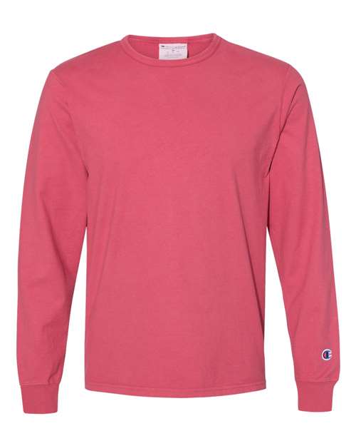 Champion CD200 Garment Dyed Long Sleeve T-Shirt - Crimson - HIT a Double