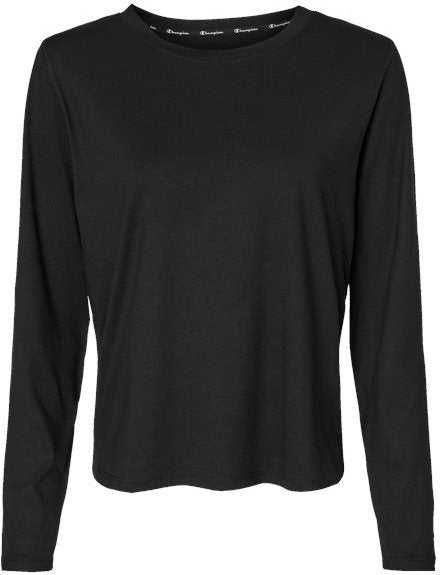 Champion CHP140 Women&#39;s Sport Soft Touch Long Sleeve T-Shirt - Black&quot; - &quot;HIT a Double