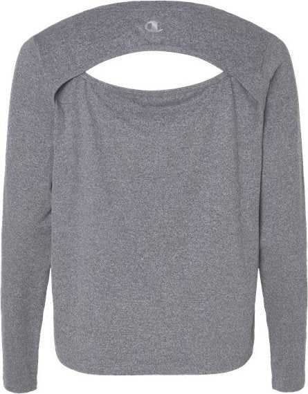 Champion CHP140 Women&#39;s Sport Soft Touch Long Sleeve T-Shirt - Ebony Heather&quot; - &quot;HIT a Double