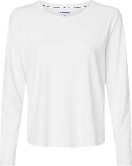 Champion CHP140 Women&#39;s Sport Soft Touch Long Sleeve T-Shirt - White&quot; - &quot;HIT a Double