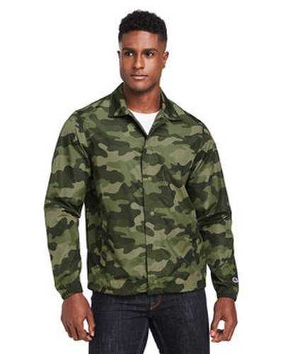 Champion CO126 Men&#39;s Coach&#39;s Jacket - Olive Green Camo - HIT a Double