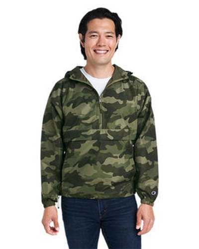 Champion CO200 Adult Packable Anorak 1 4 Zip Jacket - Olive Green Camo - HIT a Double