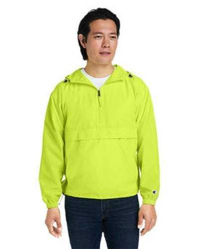 Champion CO200 Adult Packable Anorak 1 4 Zip Jacket - Safety Green - HIT a Double