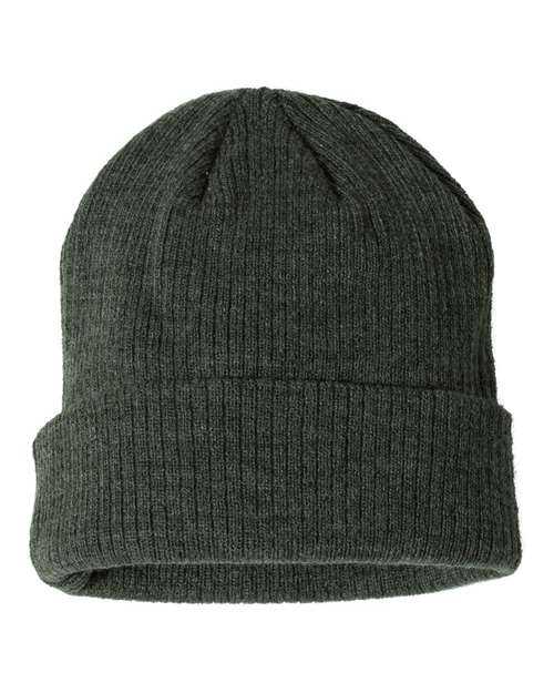 Champion CS4003 Ribbed Knit Cuffed Beanie - Heather Forest - HIT a Double