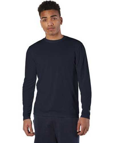 Champion CW26 Adult 41 oz Double Dry Long-Sleeve Interlock T-Shirt - Navy - HIT a Double