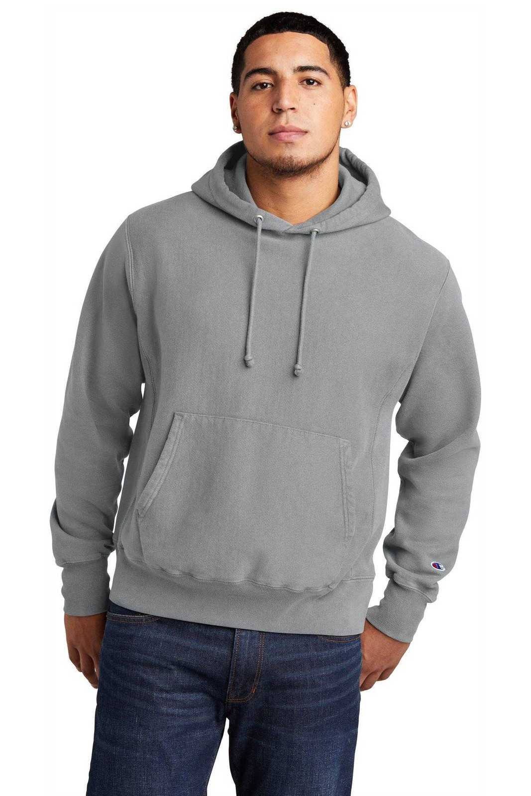 Champion GDS101 Reverse Weave Garment-Dyed Hooded Sweatshirt - Concrete - HIT a Double - 1