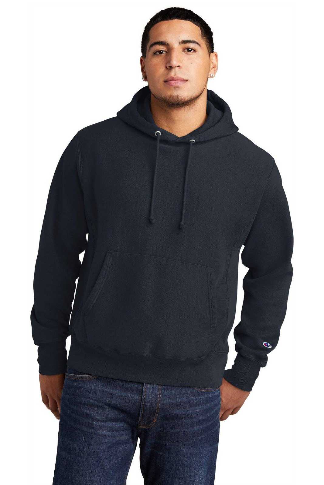 Champion GDS101 Reverse Weave Garment-Dyed Hooded Sweatshirt - Navy - HIT a Double - 1