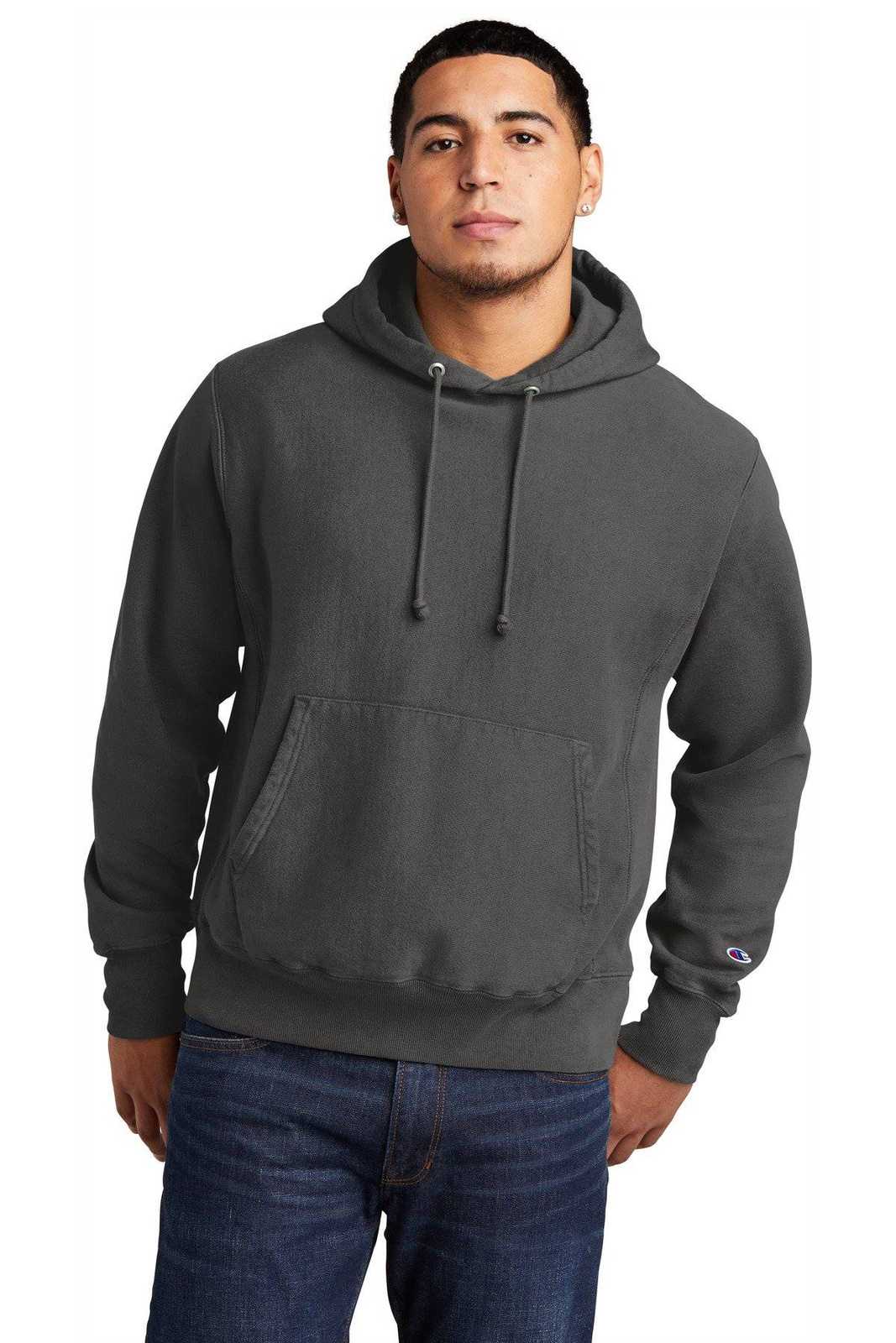 Champion GDS101 Reverse Weave Garment-Dyed Hooded Sweatshirt - New Railroad - HIT a Double - 1