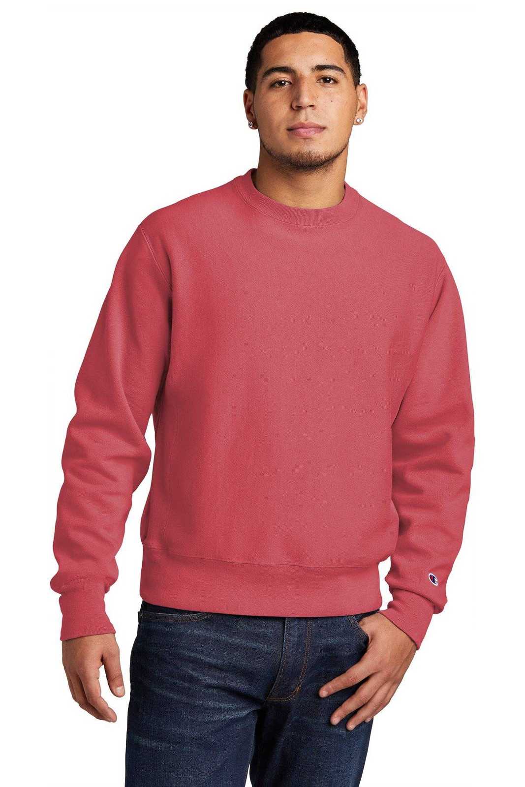 Champion GDS149 Reverse Weave Garment-Dyed Crewneck Sweatshirt - Crimson - HIT a Double - 1