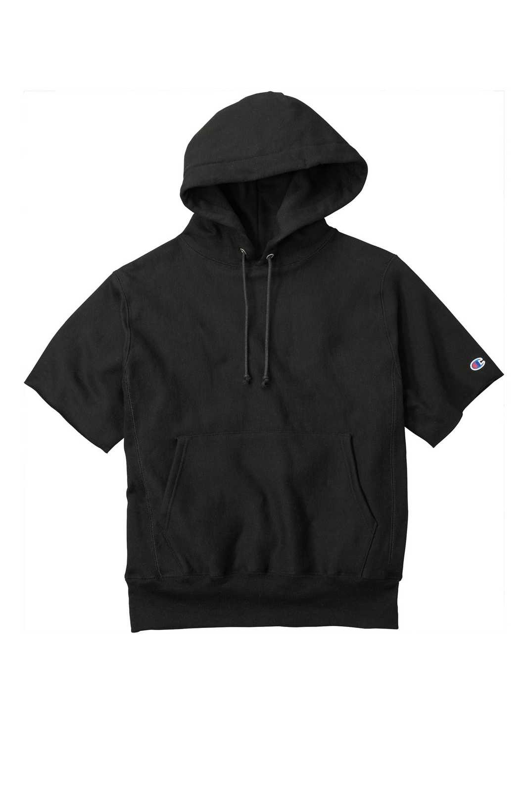 Champion S101SS Reverse Weave Short Sleeve Hooded Sweatshirt - Black - HIT a Double - 5