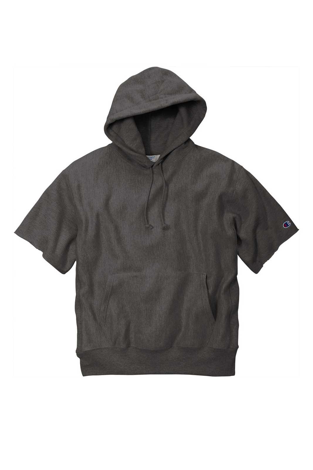 Champion S101SS Reverse Weave Short Sleeve Hooded Sweatshirt - Charcoal Heather - HIT a Double - 5
