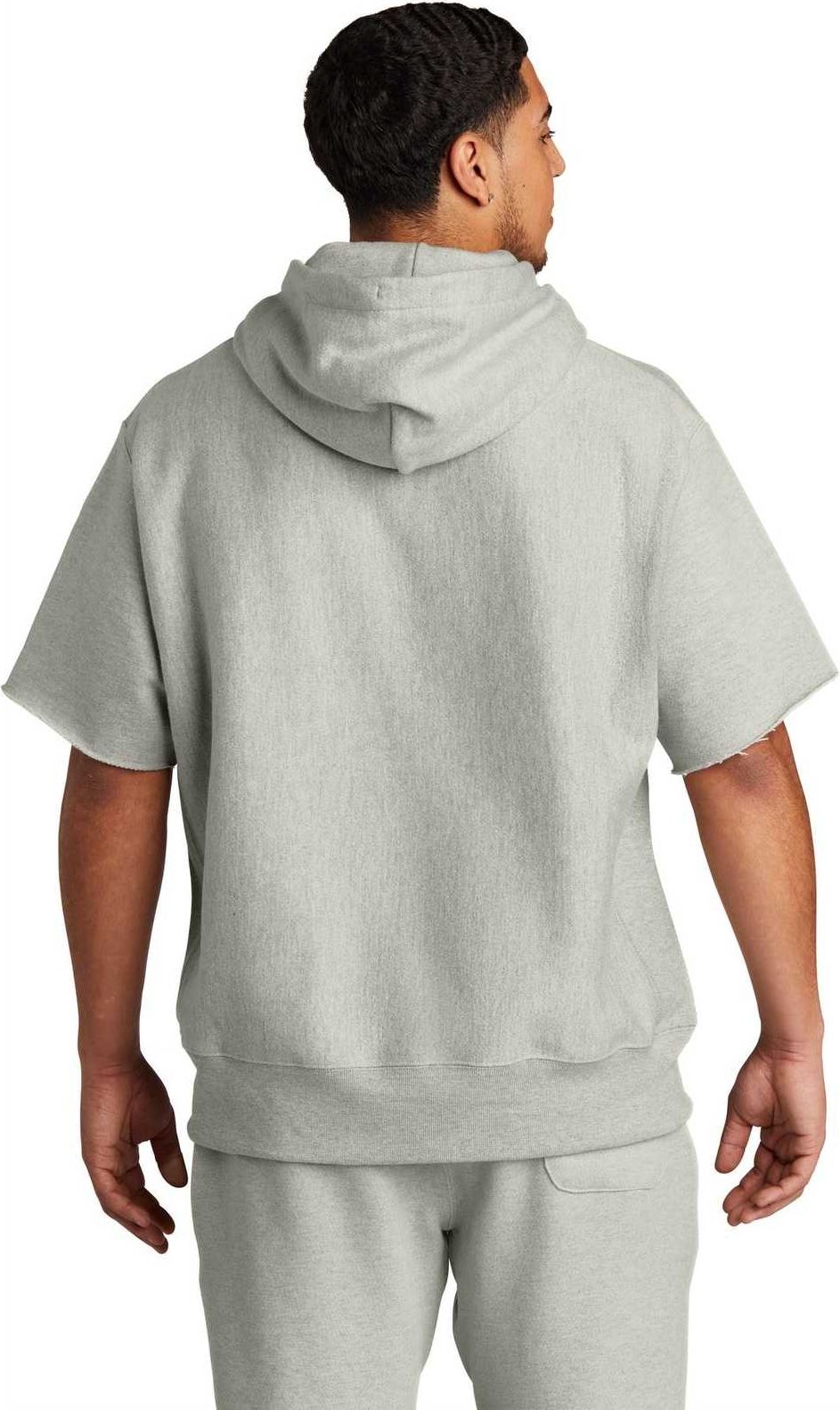 Champion S101ss Reverse Weave Short Sleeve Hooded Sweatshirt - Oxford Gray