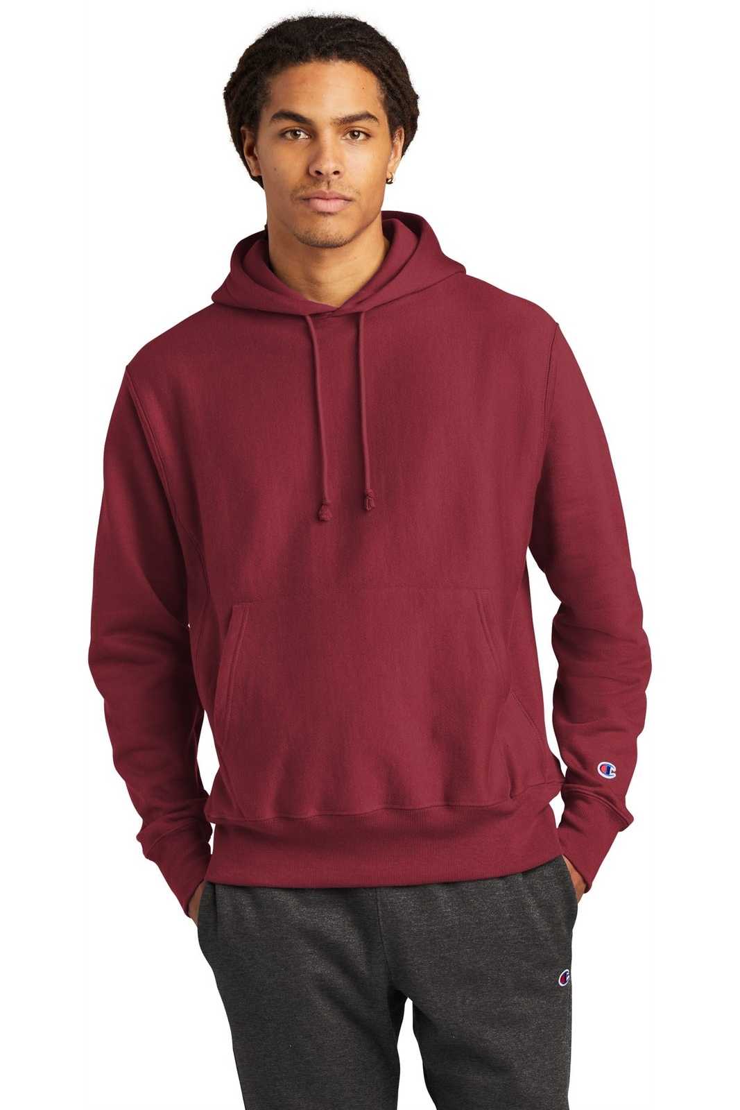 Champion S101 Reverse Weave Hooded Sweatshirt - Cardinal - HIT a Double
