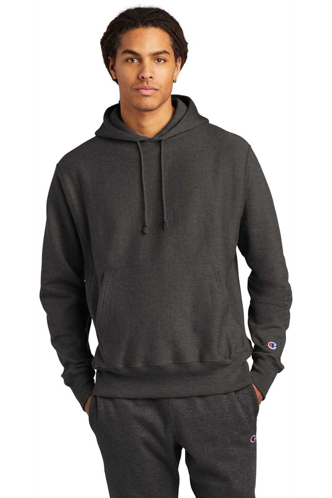 Champion S101 Reverse Weave Hooded Sweatshirt - Charcoal Heather - HIT a Double - 1