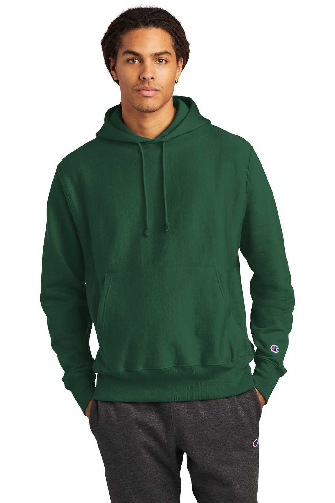 Champion S101 Reverse Weave Hooded Sweatshirt - Dark Green - HIT a Double - 1