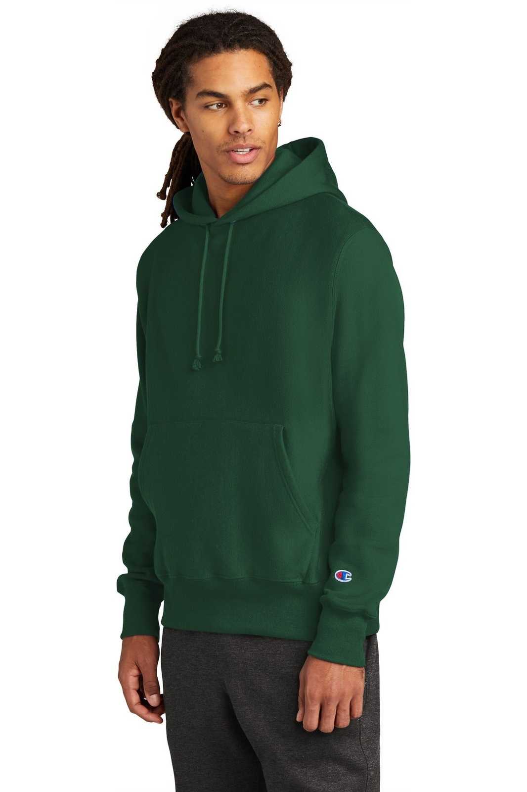 Champion S101 Reverse Weave Hooded Sweatshirt - Dark Green - HIT a Double
