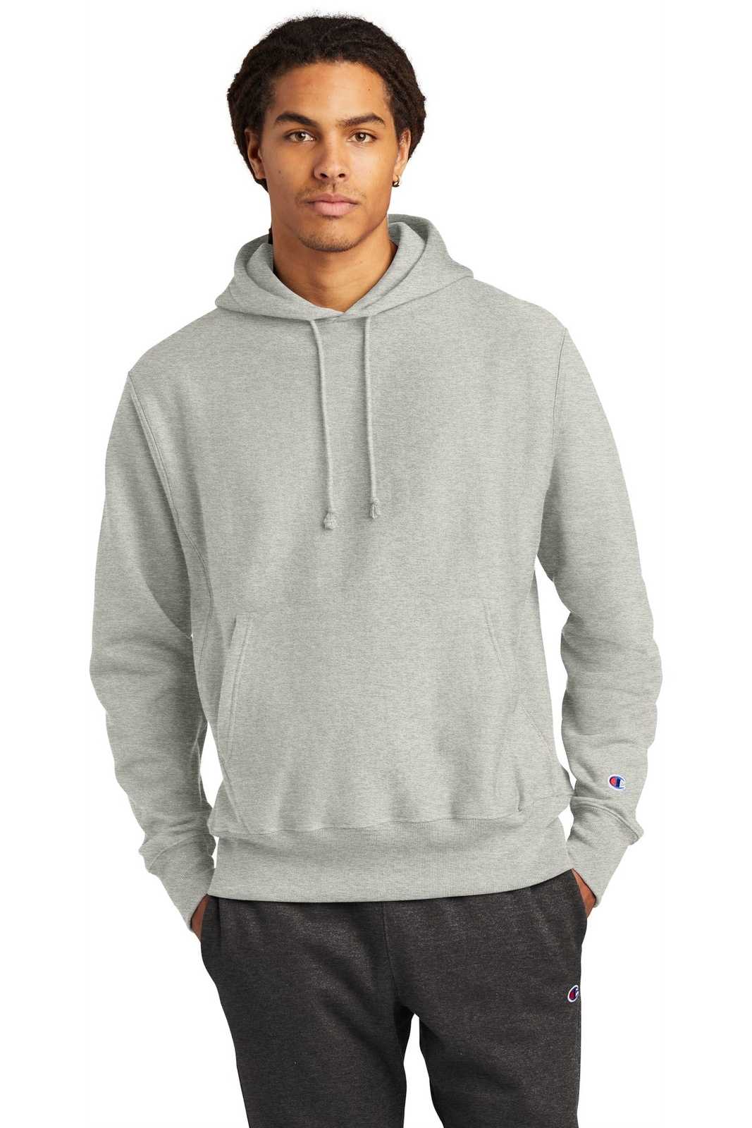 Champion S101 Reverse Weave Hooded Sweatshirt - Oxford Gray - HIT a Double