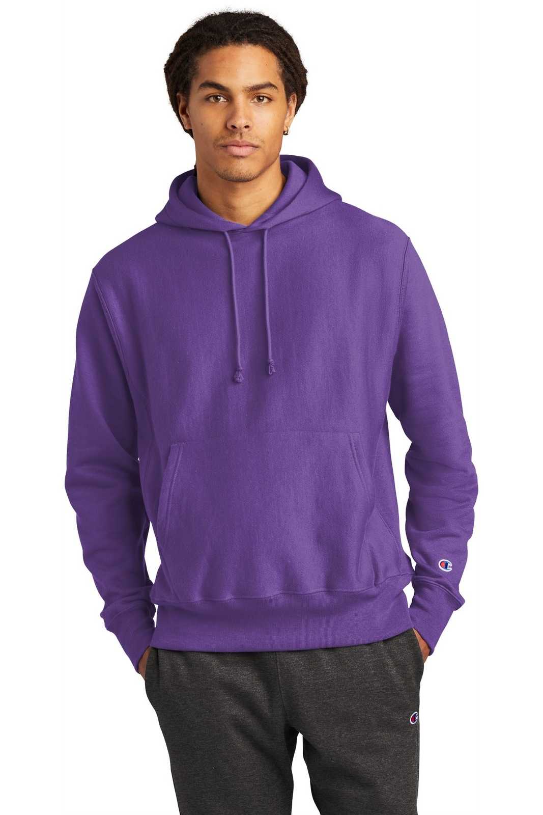Champion S101 Reverse Weave Hooded Sweatshirt - Purple - HIT a Double - 1