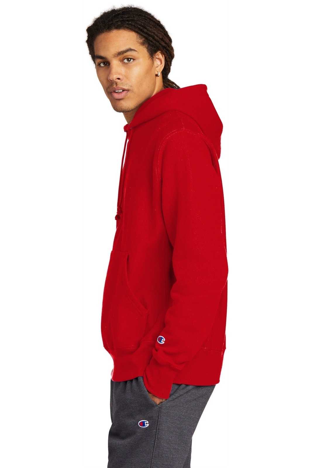 Champion S101 Reverse Weave Hooded Sweatshirt - Red - HIT a Double