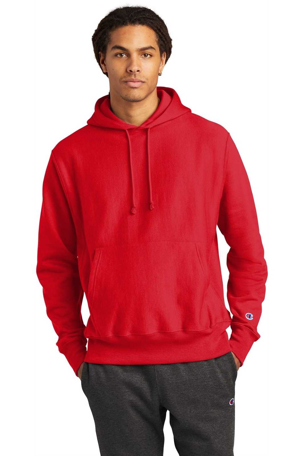 Champion S101 Reverse Weave Hooded Sweatshirt - Red - HIT a Double - 1